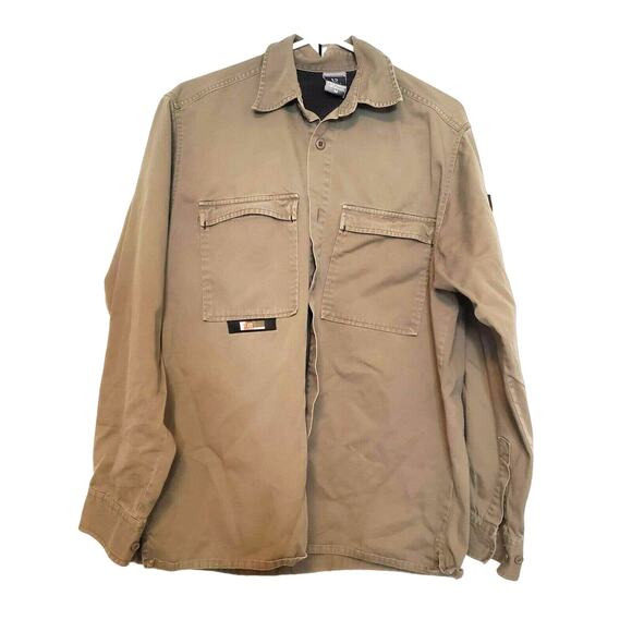 Vtg 90s Levis Levi Straus L2 Mens Medium Beige Khaki LS Cotton Jacket - Picture 1 of 5